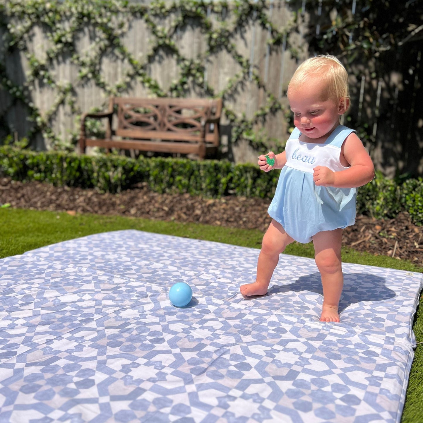 Toki Kids Blue Tile Organic Cotton Mat