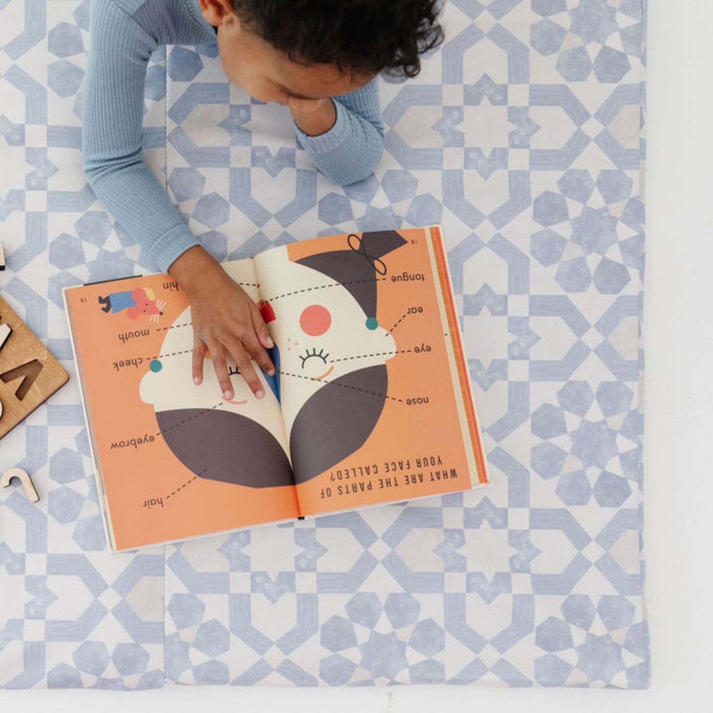 Toki Mats Blue Tile Vegan Leather Play Mat