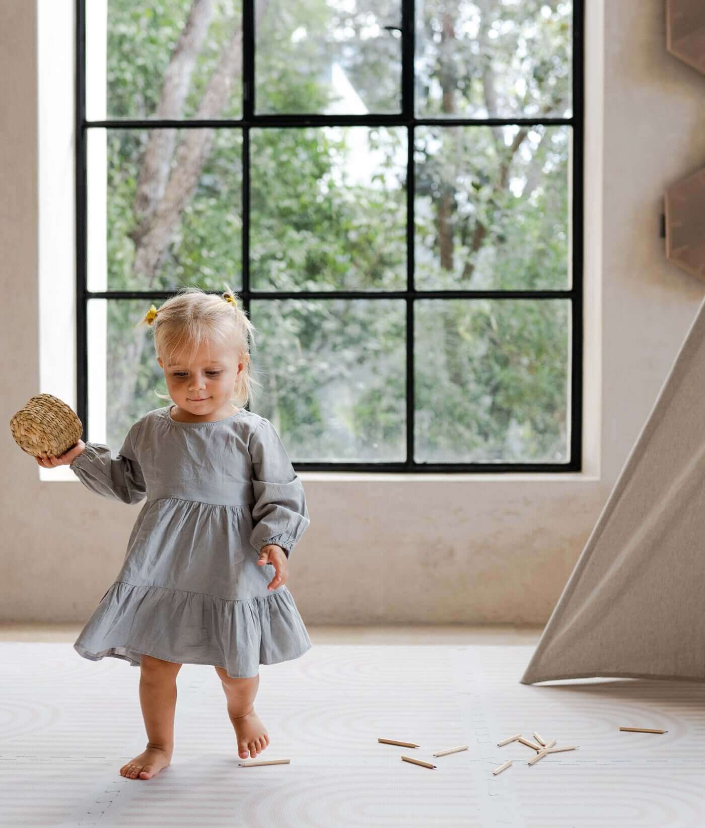 Toddlekind Premium Foam Playmat Linear Linen