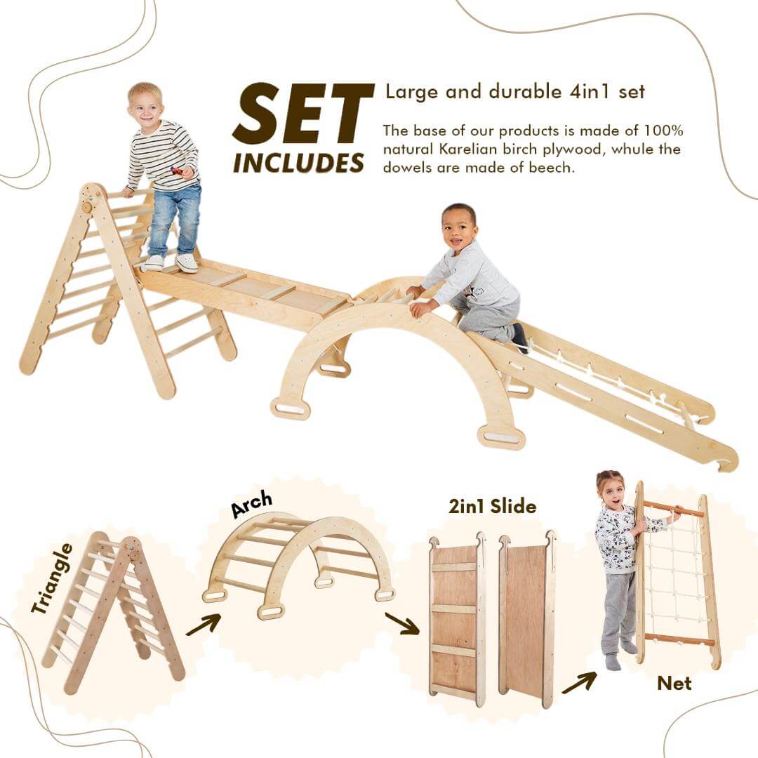 Goodevas 4 in 1 Montessori Climbing Set Beige
