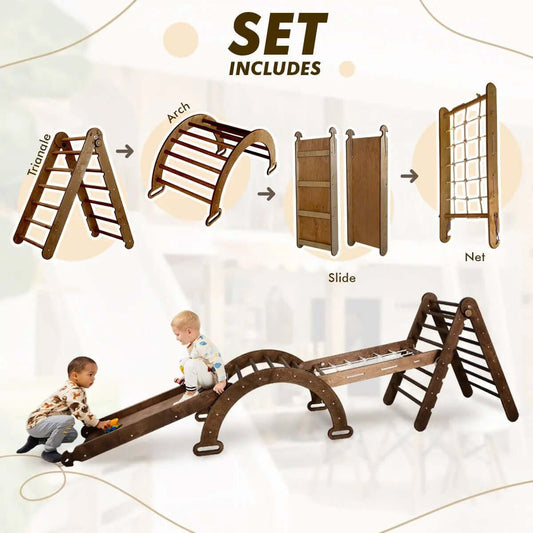 Goodevas 5 in 1 Montessori Climbing Set Chocolate