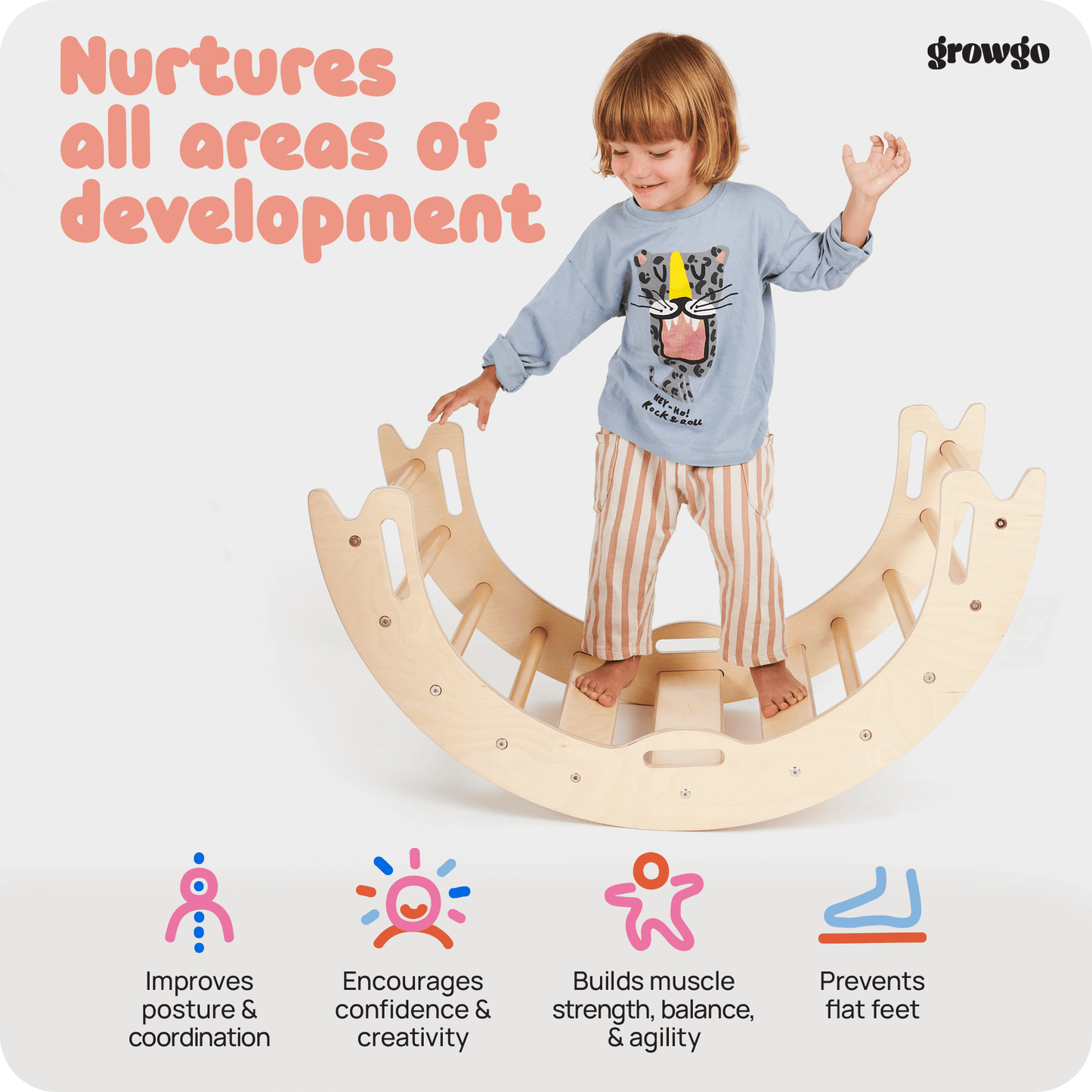 GrowGo Montessori 2-in-1 Climbing Arch And Rocker
