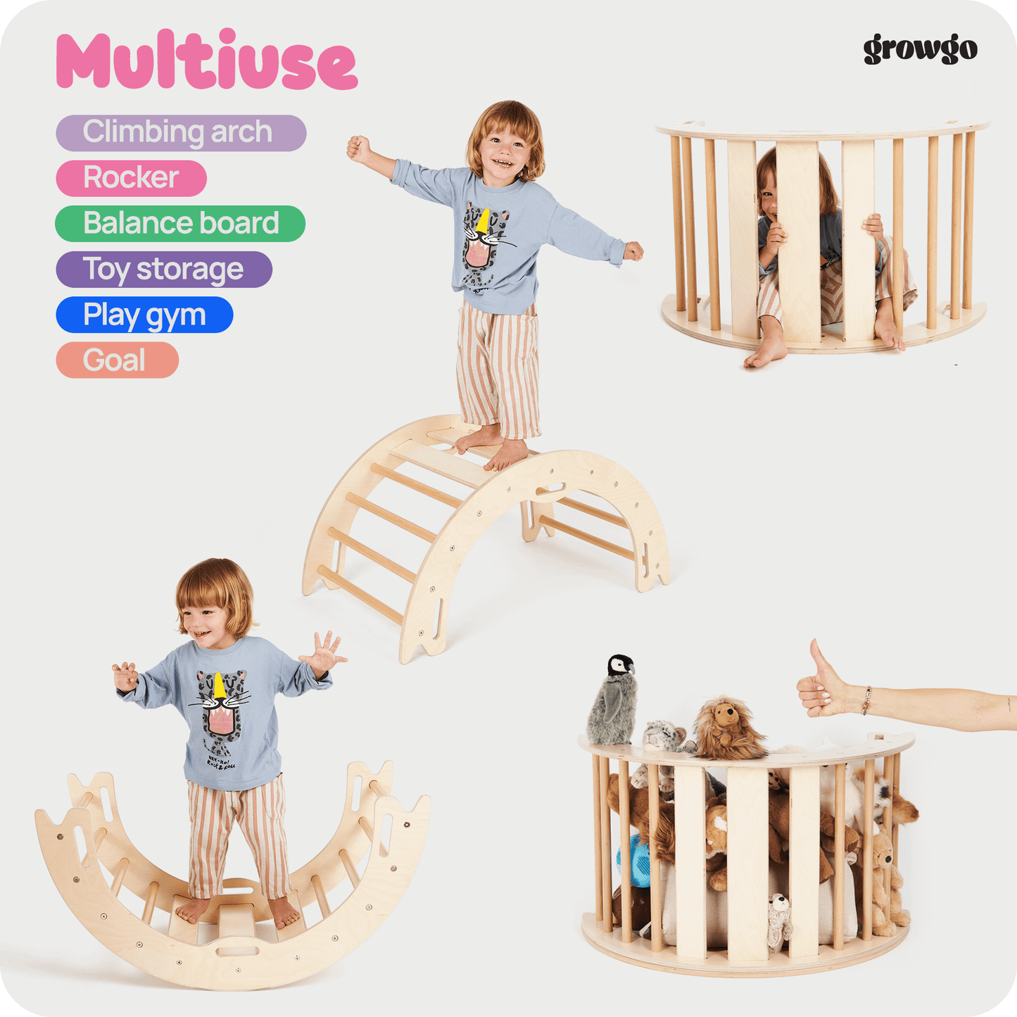 GrowGo Montessori 2-in-1 Climbing Arch And Rocker