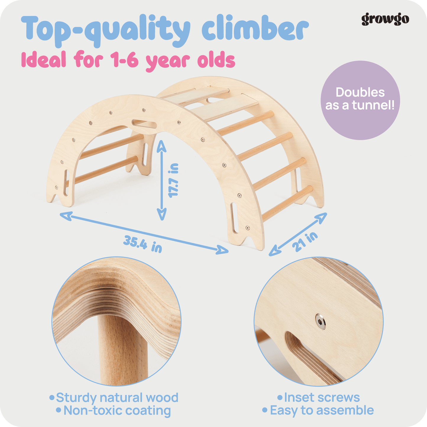 GrowGo Montessori 2-in-1 Climbing Arch And Rocker