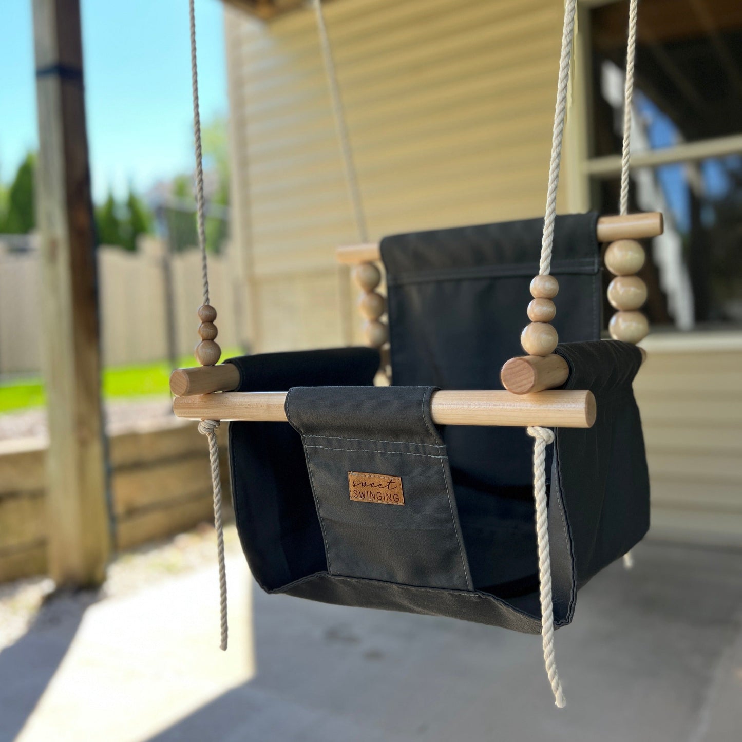 Sweet Swinging Outdoor Swing High Back Nutmeg