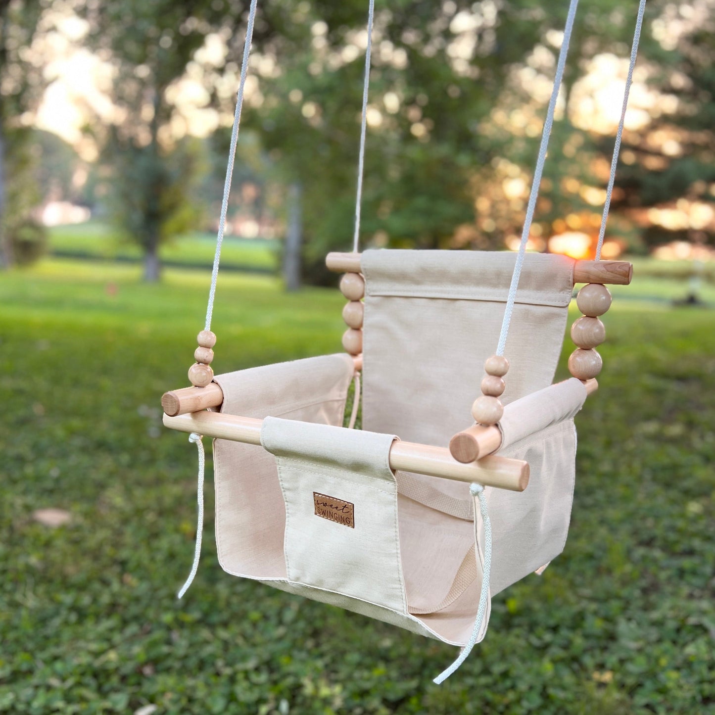 Sweet Swinging Outdoor Swing High Back Nutmeg