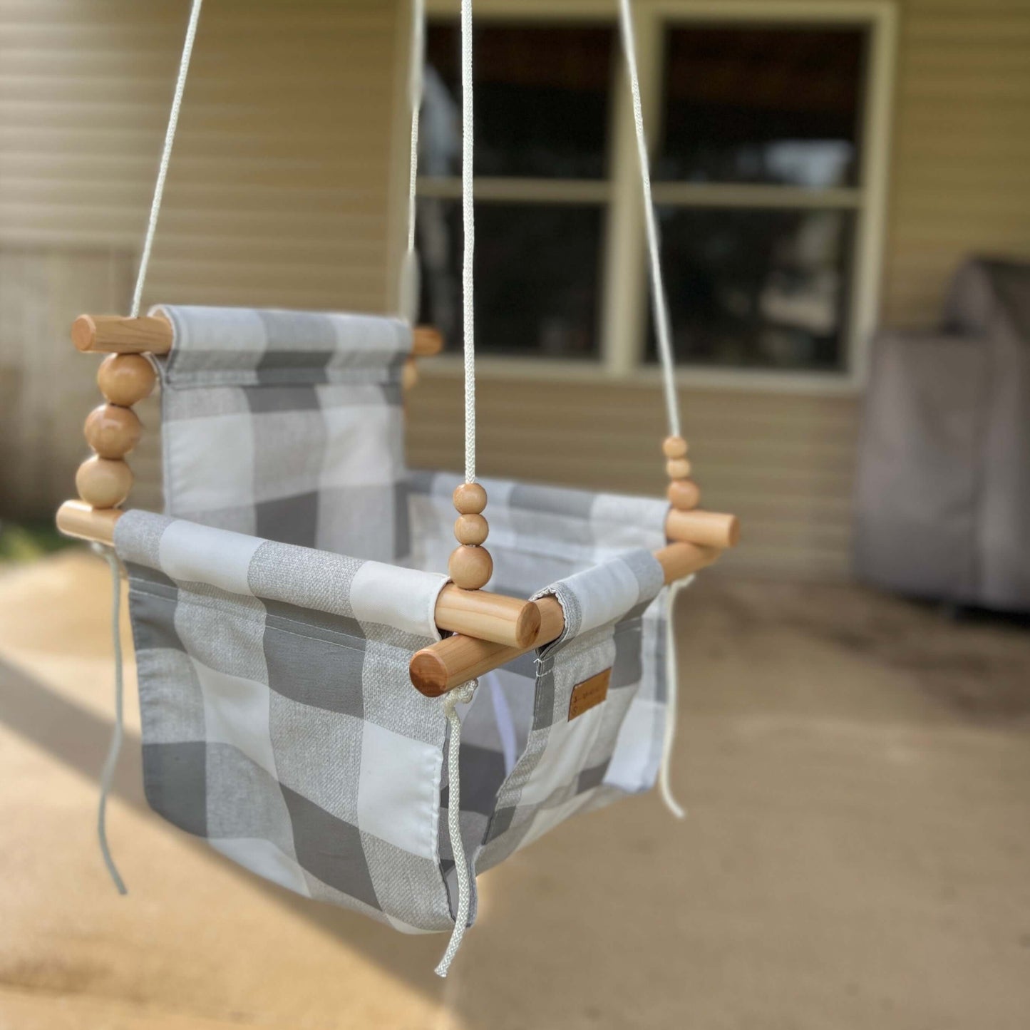 Sweet Swinging Outdoor Swing Gray Buffalo Check