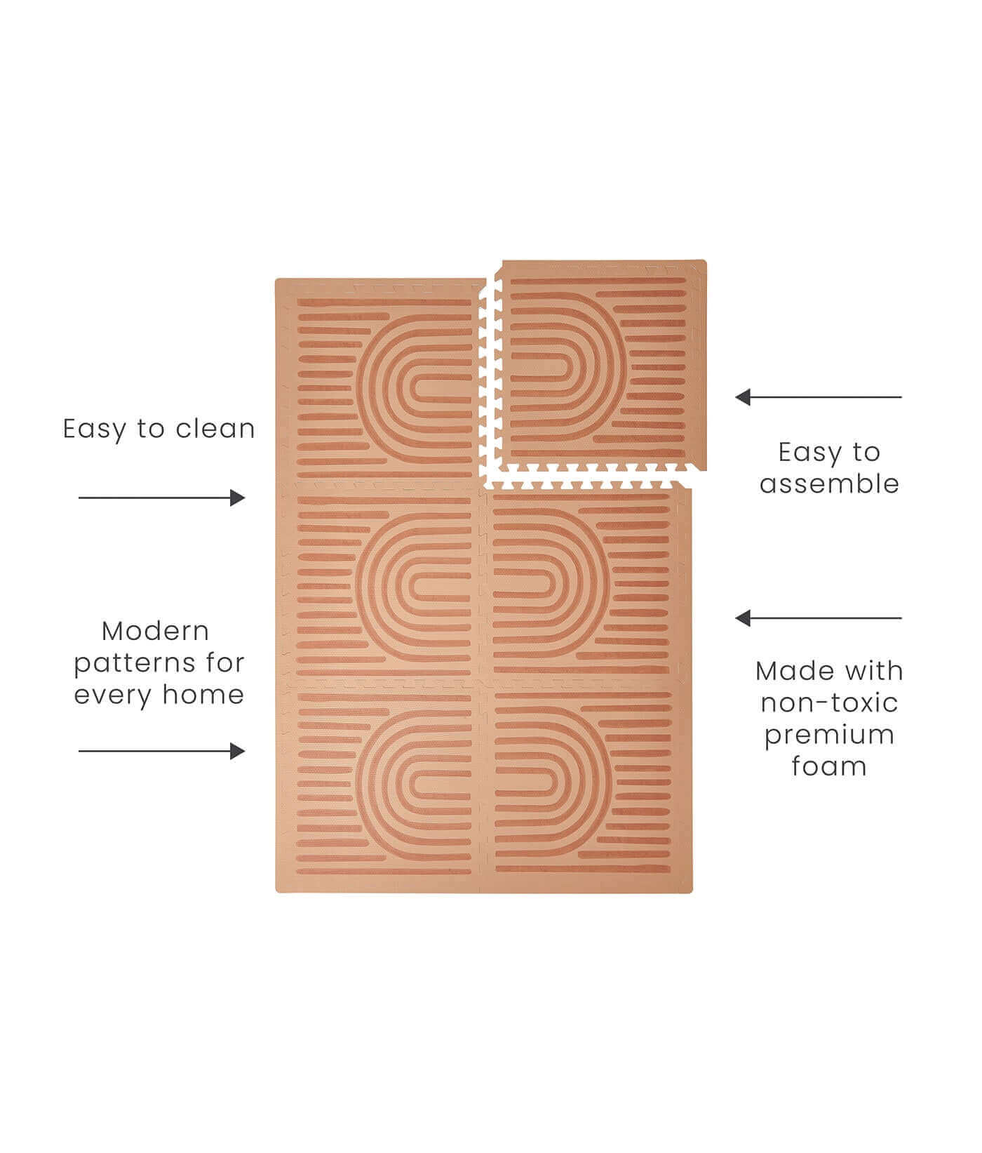Toddlekind Premium Foam Playmat | Linear - Camel