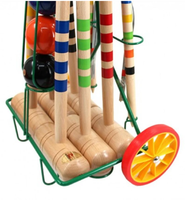 Lucio Londero 6-Player Croquet Set with Metal Trolley