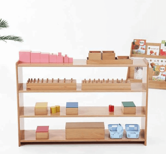 Kinderhuis Birch Wood 3-Shelf Montessori Toy Storage Cabinet