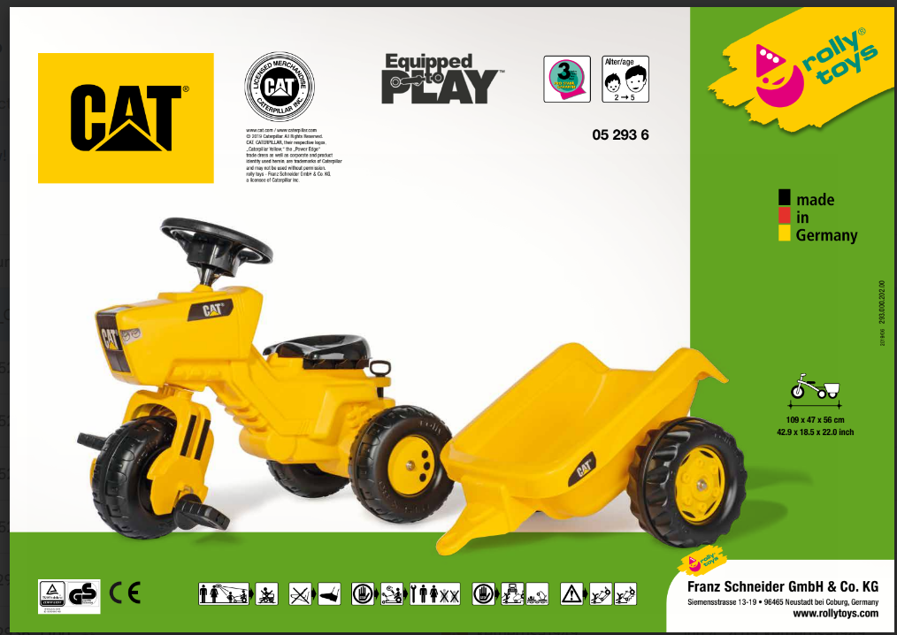 Kettler USA CAT 3-Wheeled Pedal Tractor