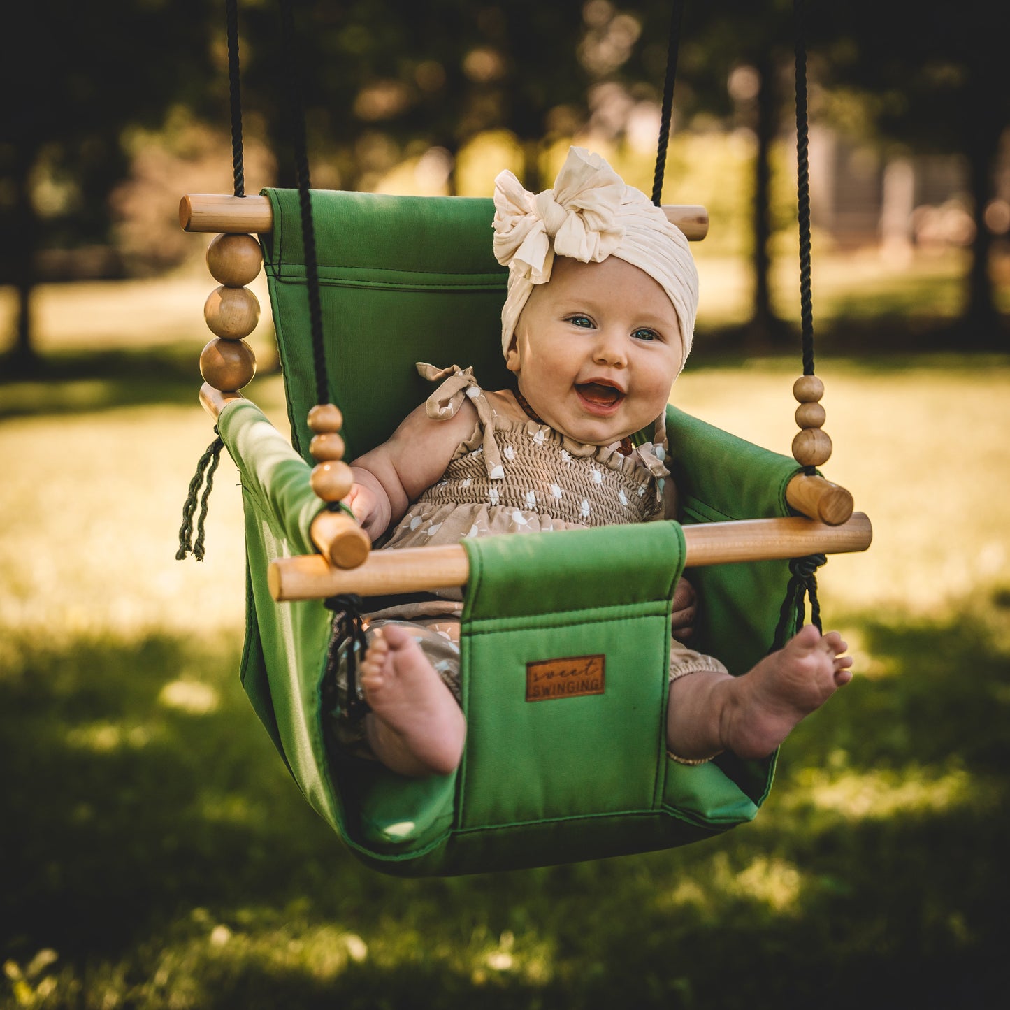 Sweet Swinging Outdoor Swing High Back Nutmeg