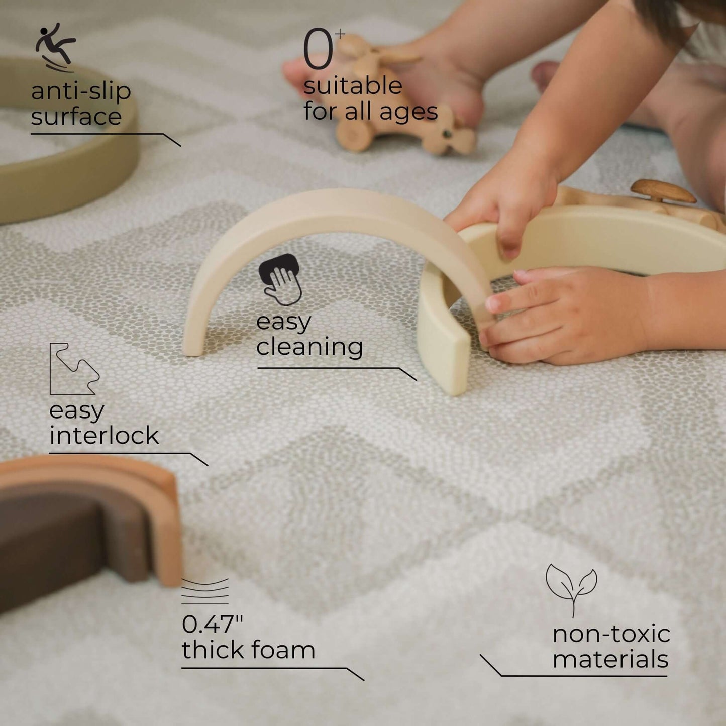 Eeveve Kilim Play Mat Feather Gray
