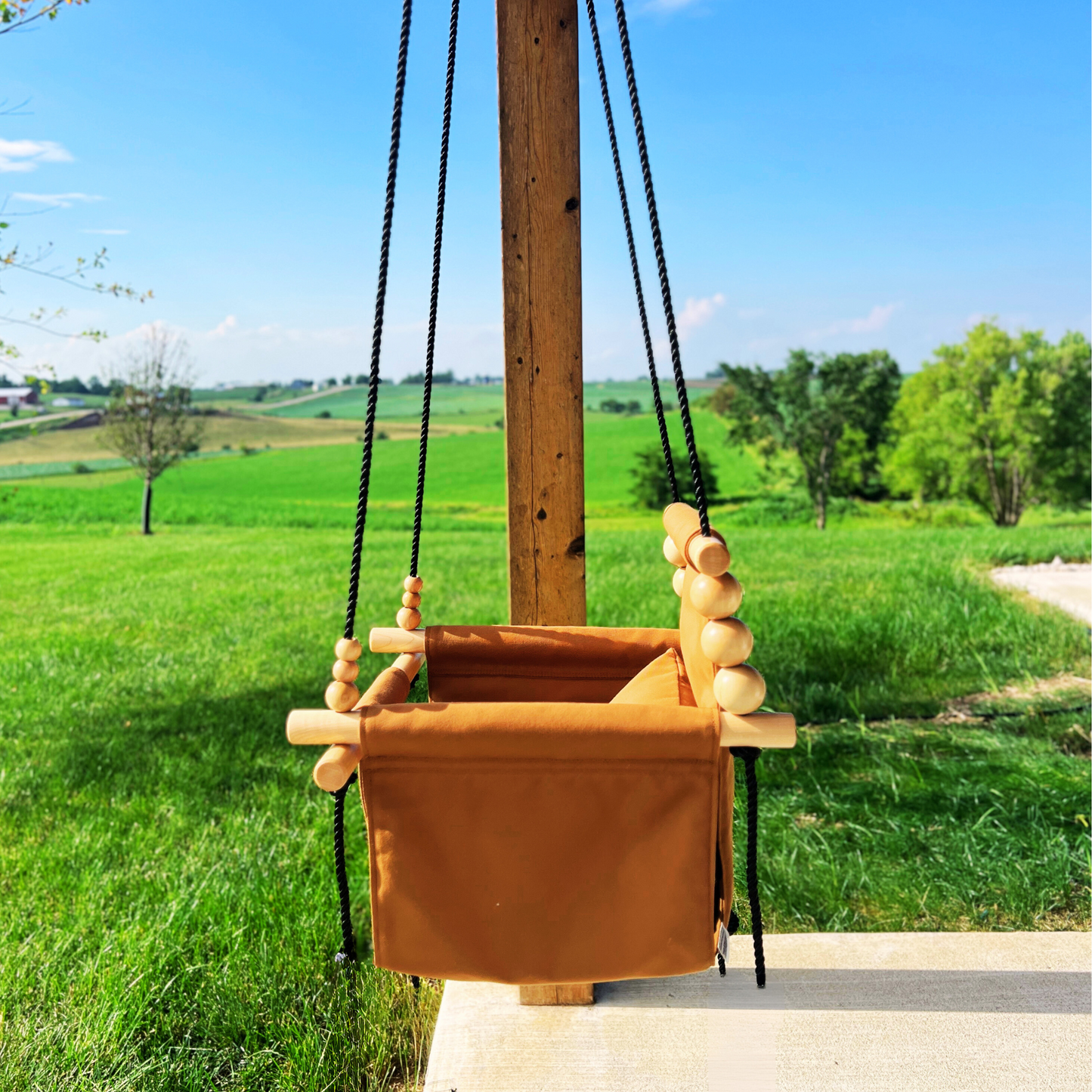 Sweet Swinging Outdoor Swing High Back Nutmeg