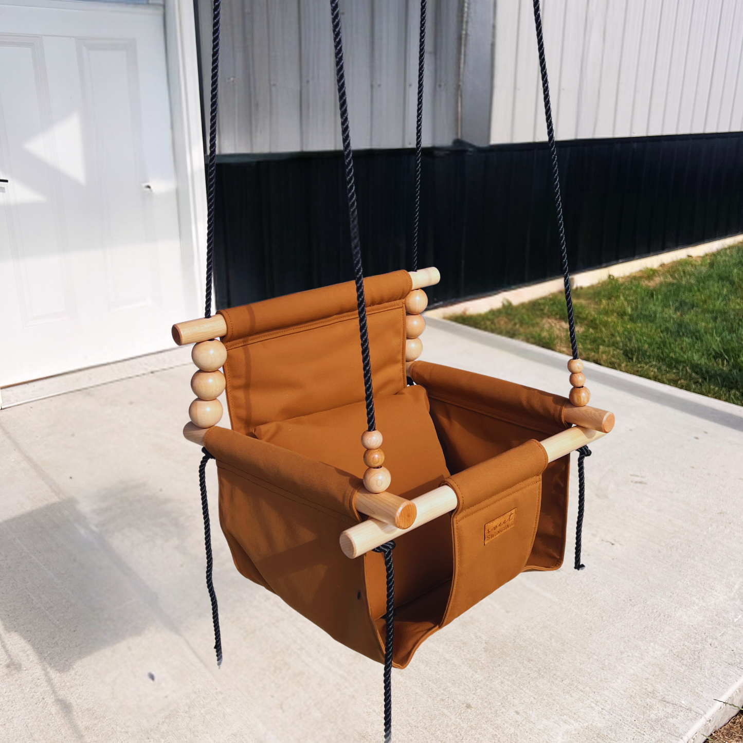 Sweet Swinging Outdoor Swing High Back Nutmeg