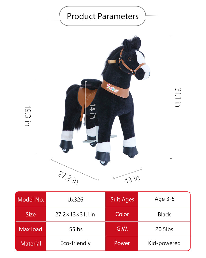 PonyCycle Black With White Hoof Horse