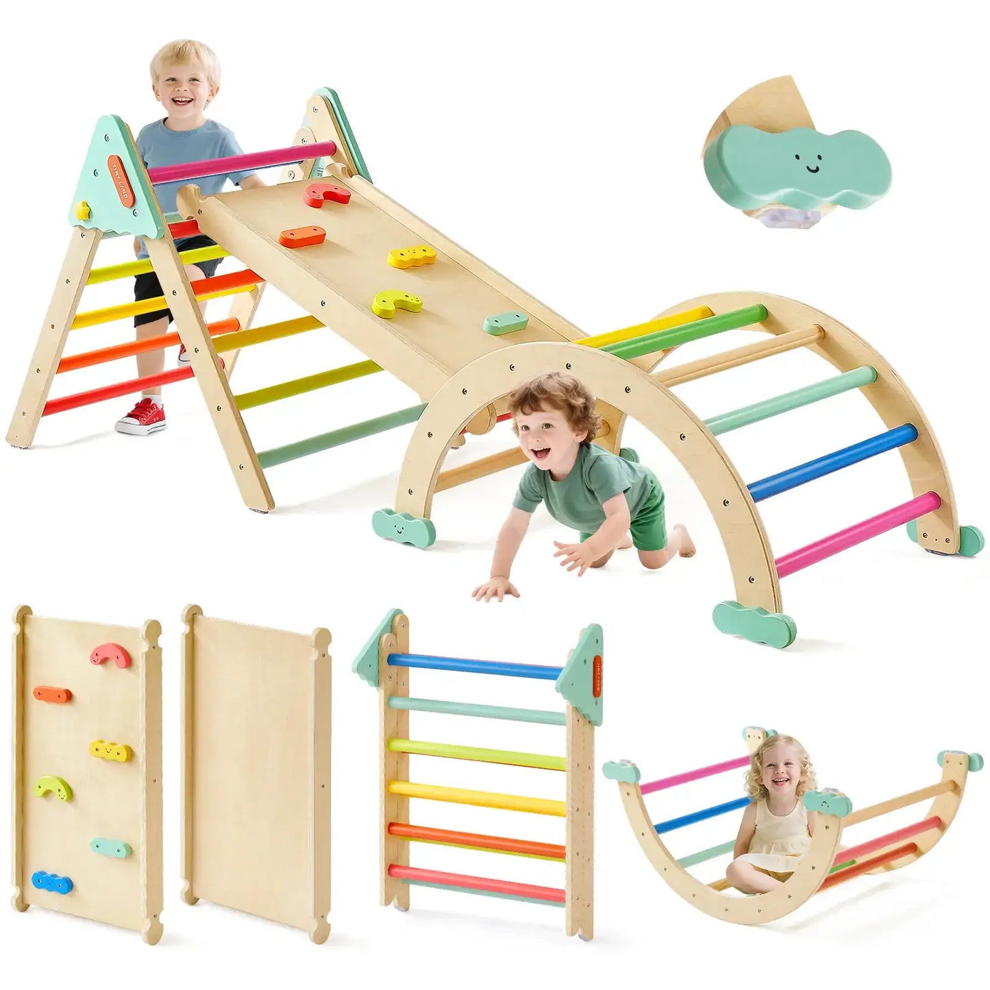 Tiny Land 7-in-1 Rainbow Pikler Triangle Set