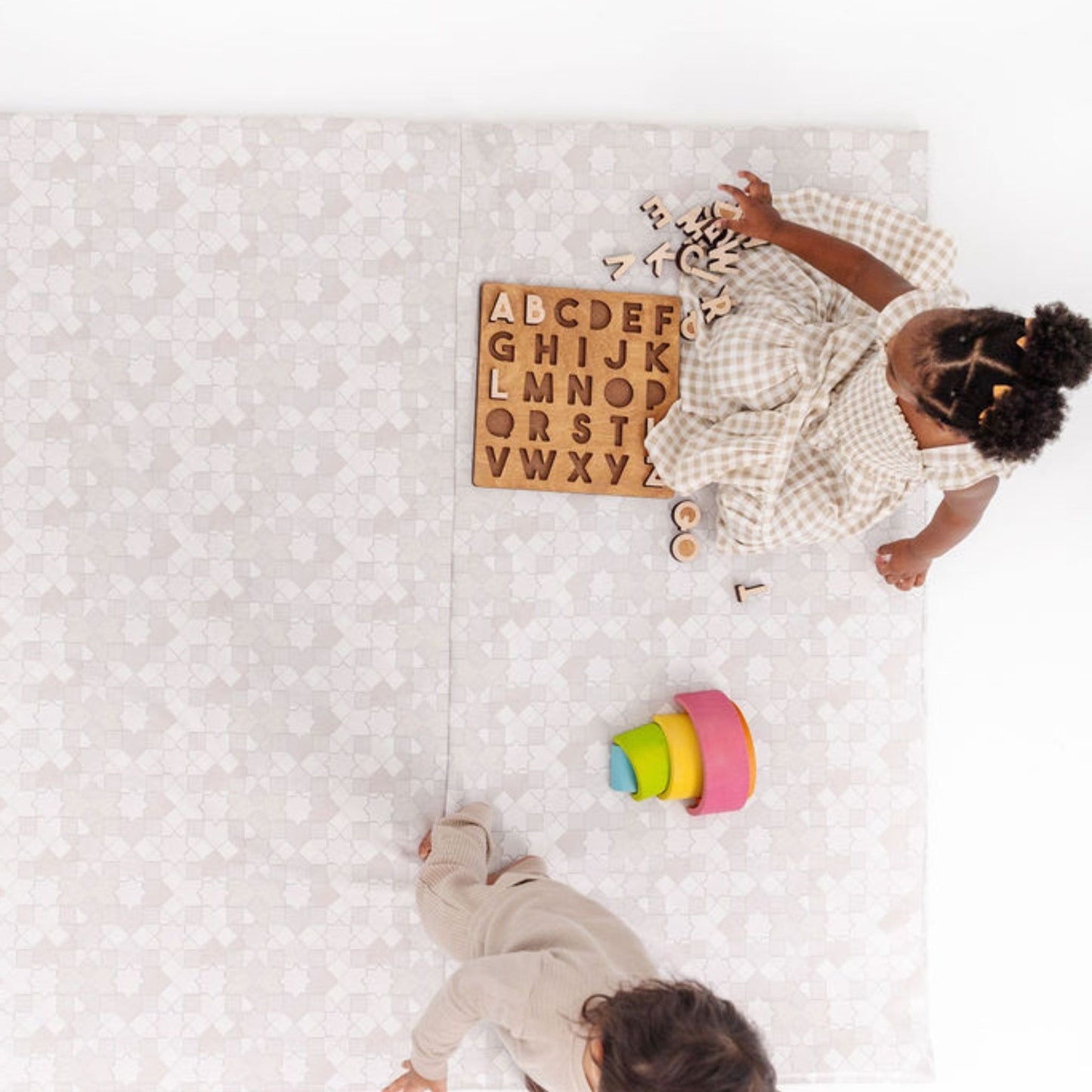 Toki Mats Grey Mosaic Vegan Leather Play Mat