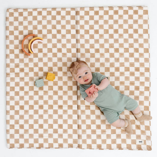 Toki Mats Checker Toffee Organic Cotton Mat