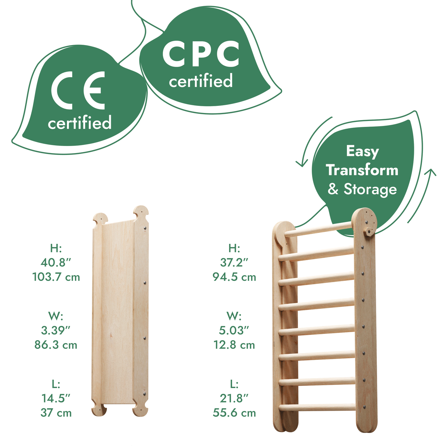 Goodevas 6 in 1 Wooden Swedish Wall Climbing Ladder Swing Set Slide Board