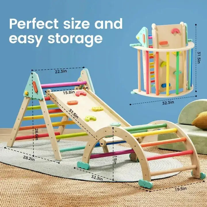 Tiny Land 7-in-1 Rainbow Pikler Triangle Set