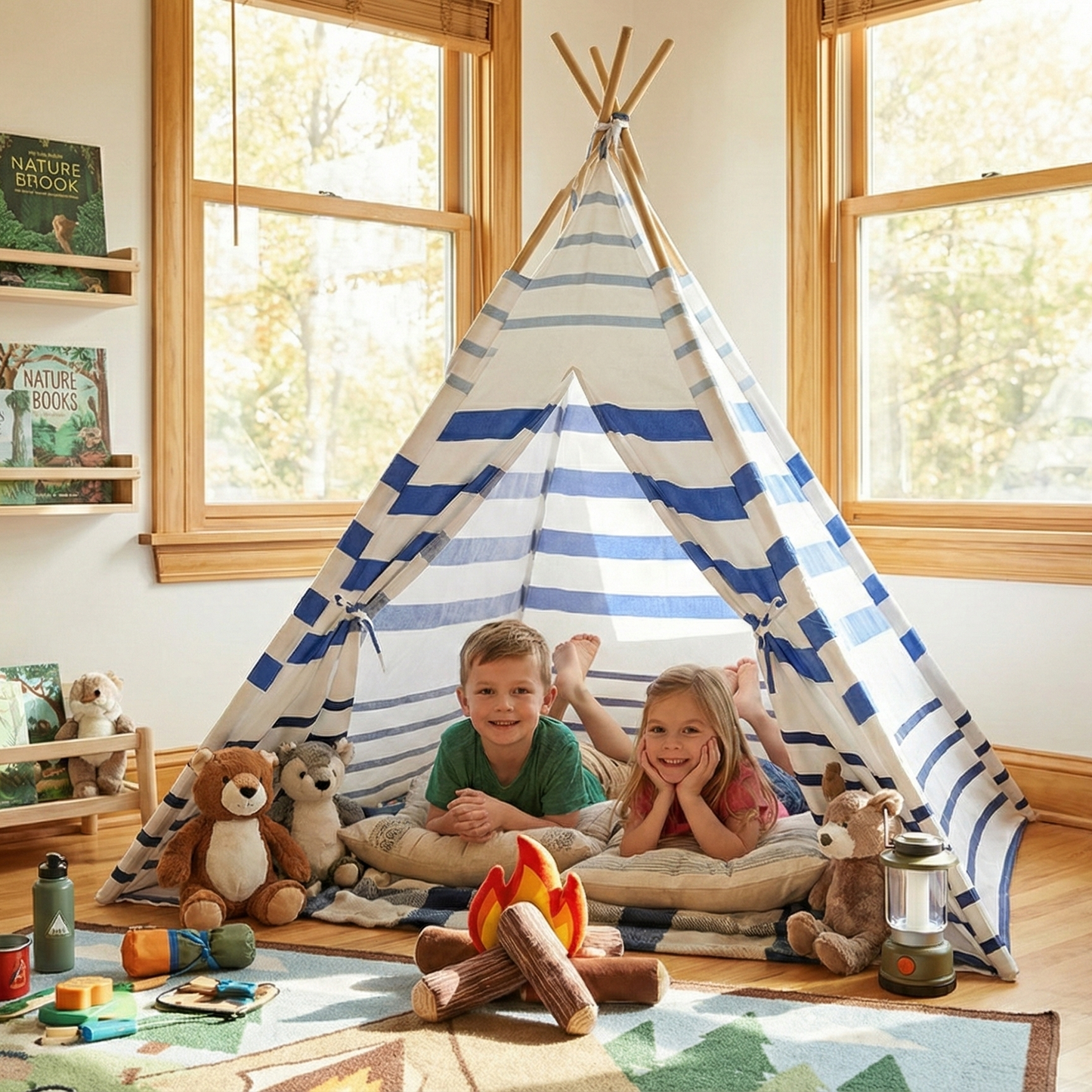 Role Play Kids Nautical Stripe Teepee Tent