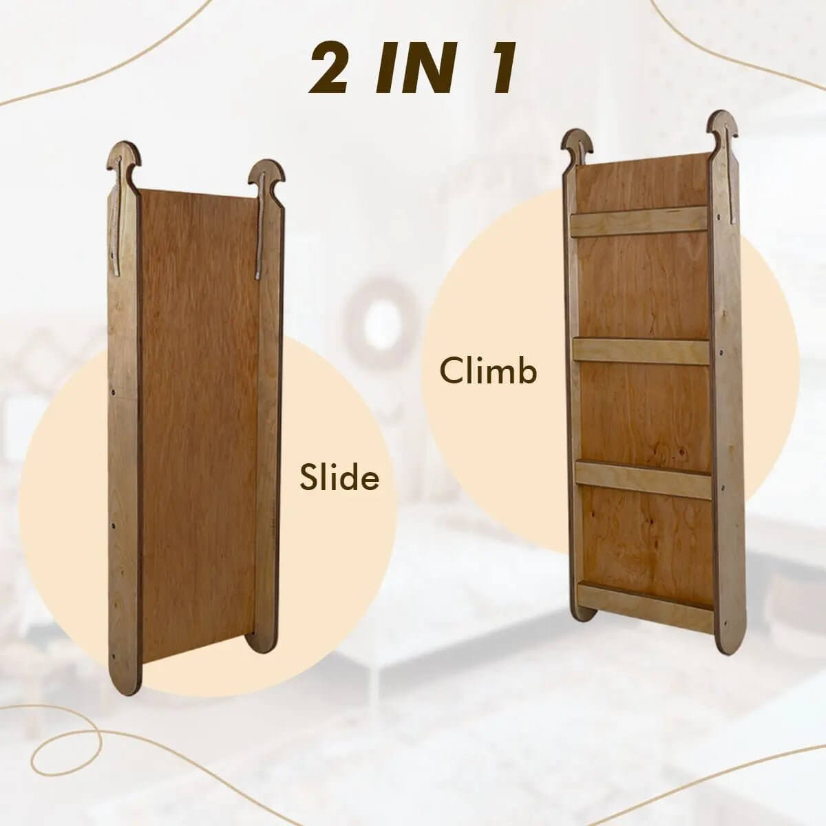 Goodevas 3 in 1 Montessori Climbing Set Triangle Ladder + Slide Board + Net