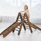 Goodevas 3 in 1 Montessori Climbing Set Triangle Ladder + Slide Board + Net