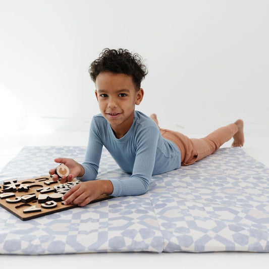 Toki Mats Blue Tile Vegan Leather Play Mat