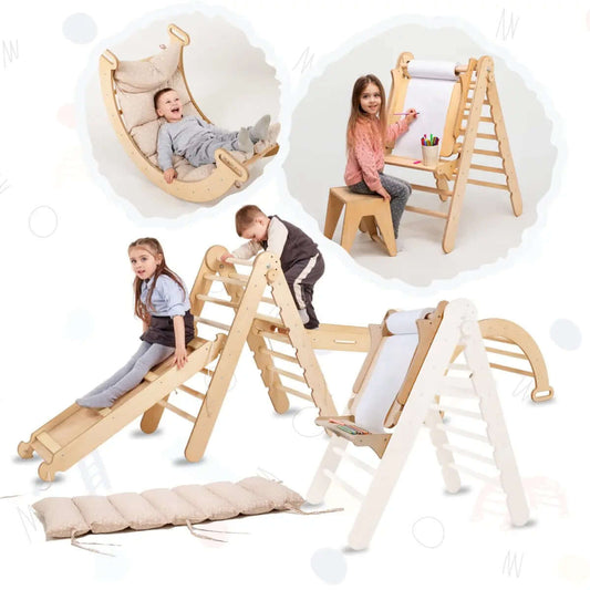 Goodevas 6 in 1 Montessori Climbing Set Triangle Ladder