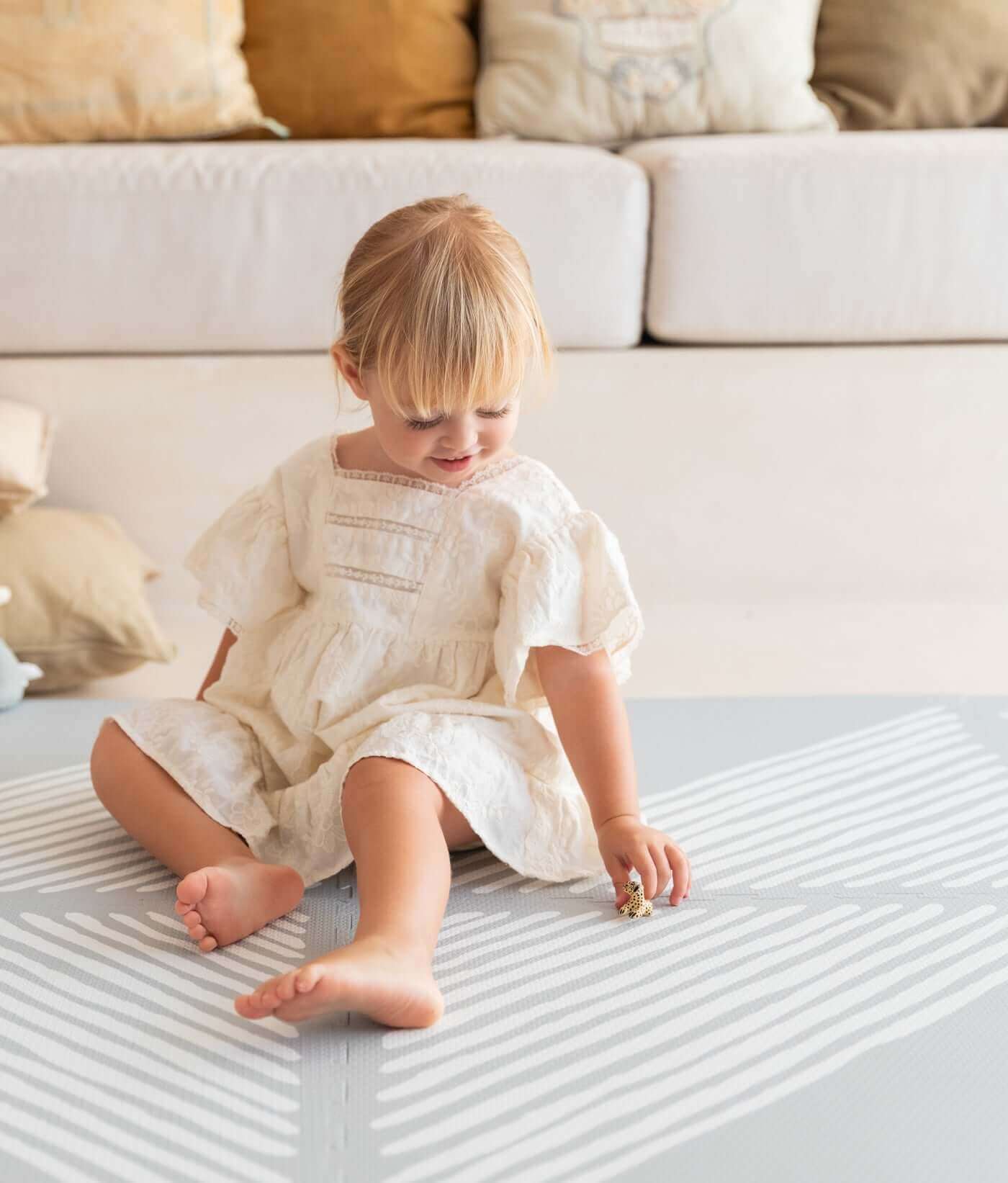 Toddlekind Premium Foam Playmat | Sandy Lines - Stone