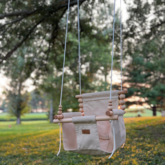 Sweet Swinging Outdoor Wheat High Back Child Swing