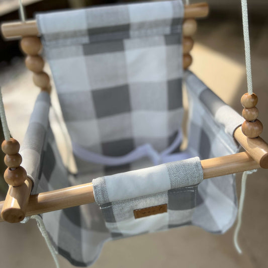 Sweet Swinging Outdoor Swing Gray Buffalo Check