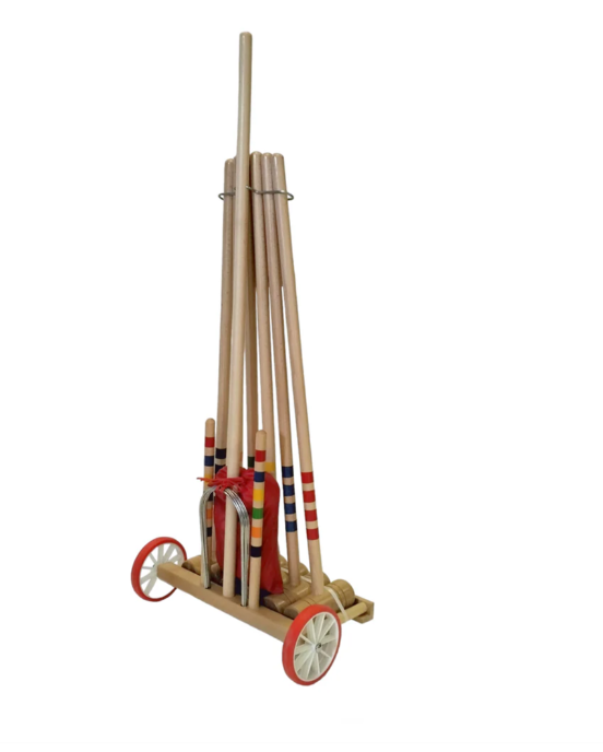 Lucio Londero 6-Player Croquet Set with Wooden Trolley