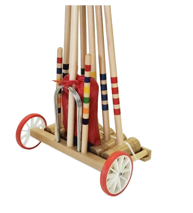 Lucio Londero 6-Player Croquet Set with Wooden Trolley