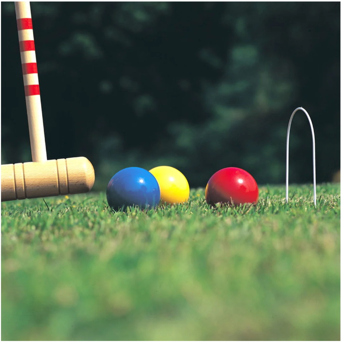 Lucio Londero 6-Player Croquet Set with Wooden Trolley