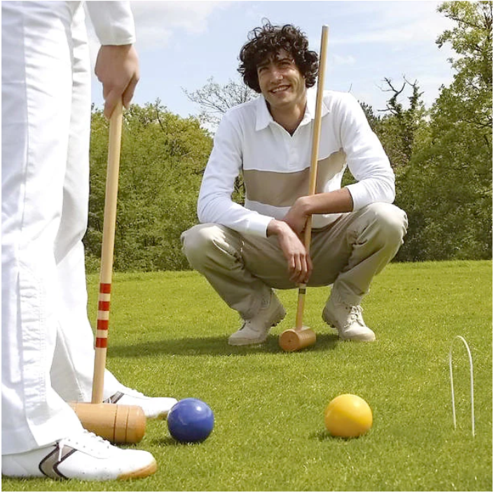 Lucio Londero 6-Player Croquet Set with Wooden Trolley