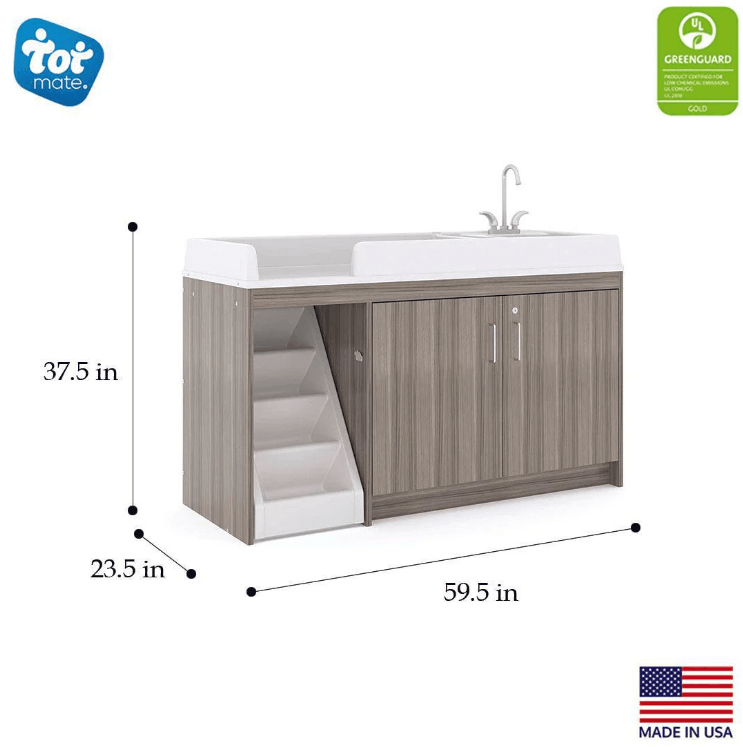 Tot Mate Toddler Changing Table With Sink and Stairs Left