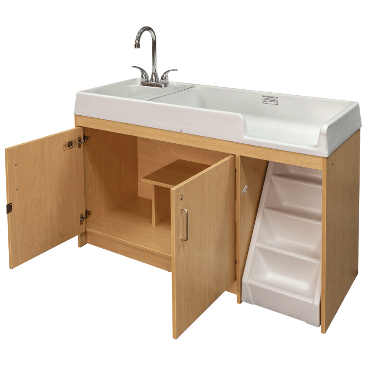 Tot Mate Toddler Changing Table With Sink and Stairs Right