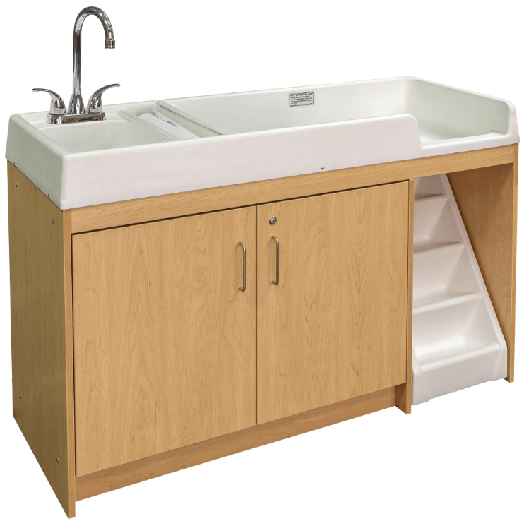 Tot Mate Toddler Changing Table With Sink and Stairs Right