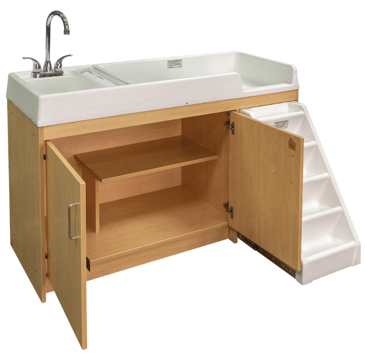 Tot Mate Toddler Changing Table With Sink and Stairs Right