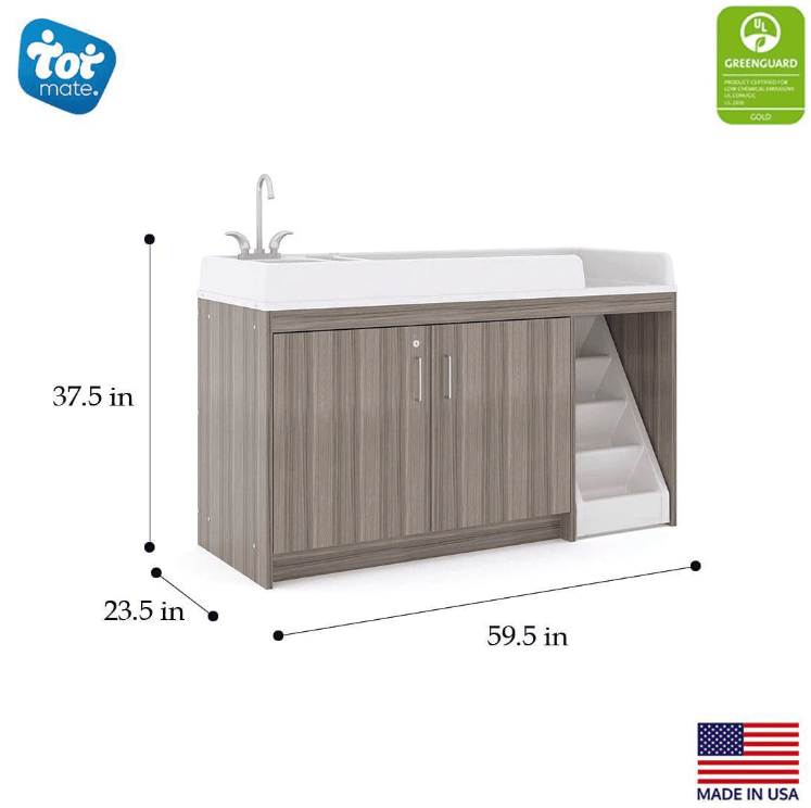 Tot Mate Toddler Changing Table With Sink and Stairs Right