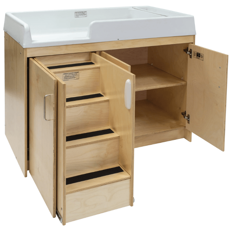Tot Mate Birch Toddler Changing Table With Stairs