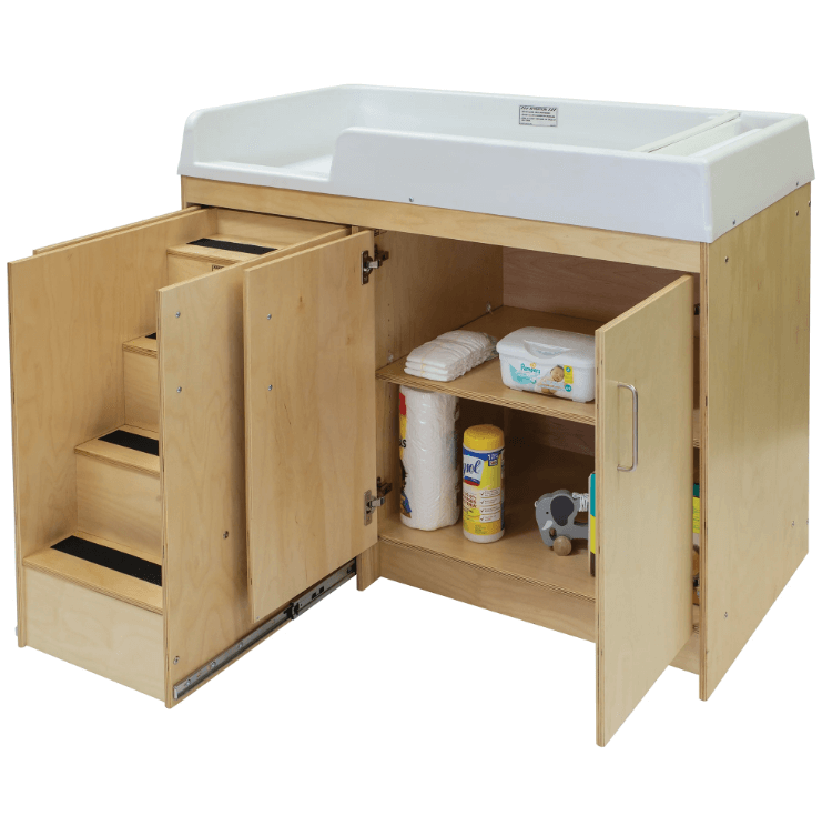 Tot Mate Birch Toddler Changing Table With Stairs