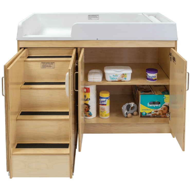 Tot Mate Birch Toddler Changing Table With Stairs