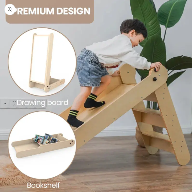 Kinderhuis Isla 2-in-1 Wooden Slide with Art Easel