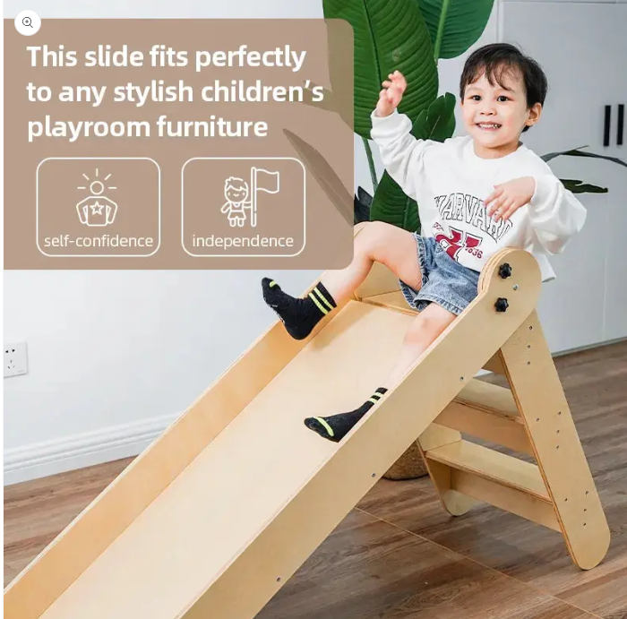 Kinderhuis Isla 2-in-1 Wooden Slide with Art Easel