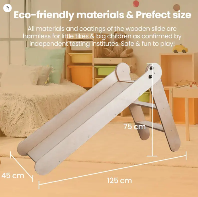 Kinderhuis Isla 2-in-1 Wooden Slide with Art Easel