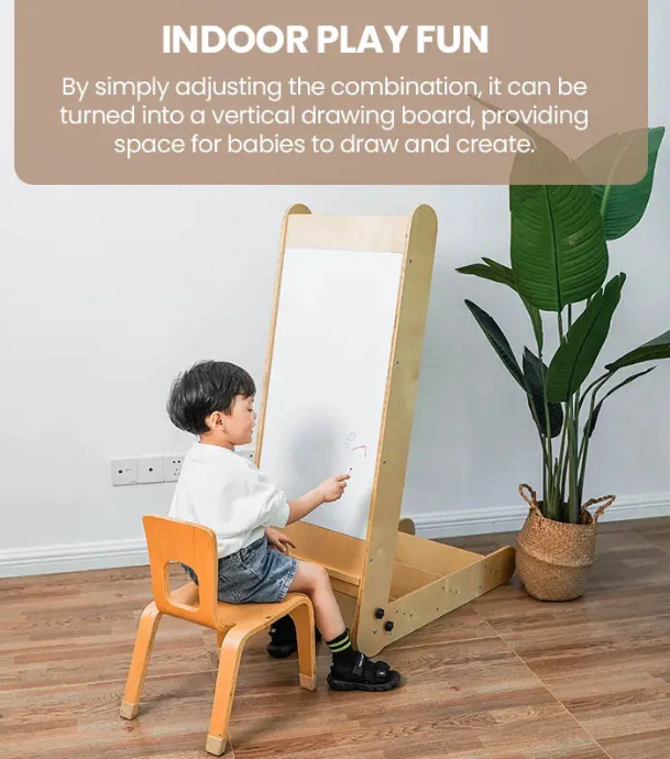 Kinderhuis Isla 2-in-1 Wooden Slide with Art Easel