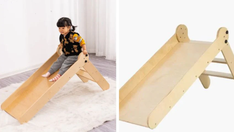 Kinderhuis Isla 2-in-1 Wooden Slide with Art Easel